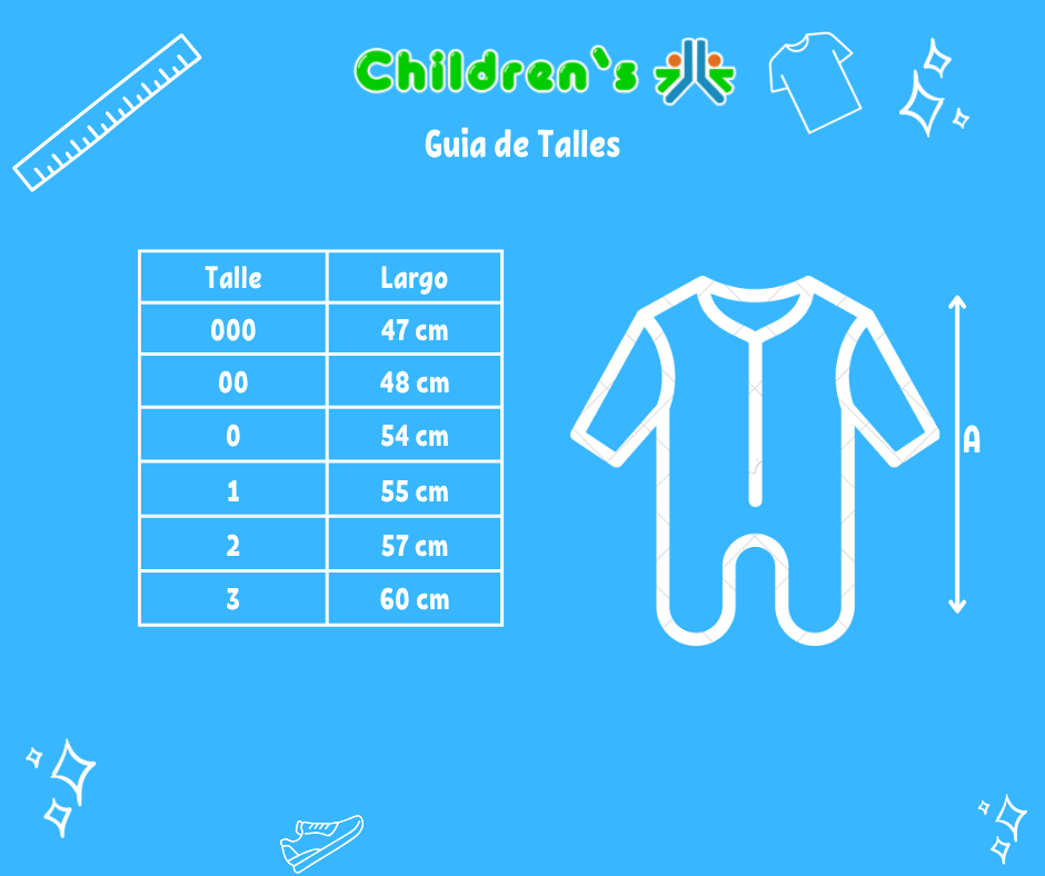 Guia de talles Enterito de Micropolar con cierre y con pie