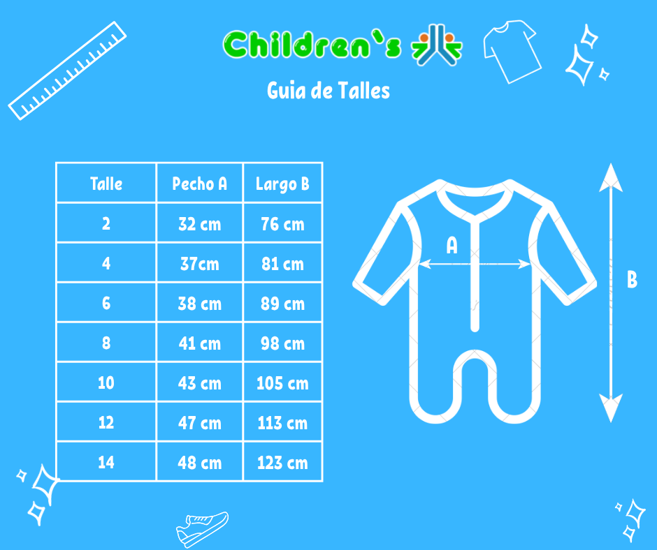 Guia de talles Enterito Dormilon de Polar estampado