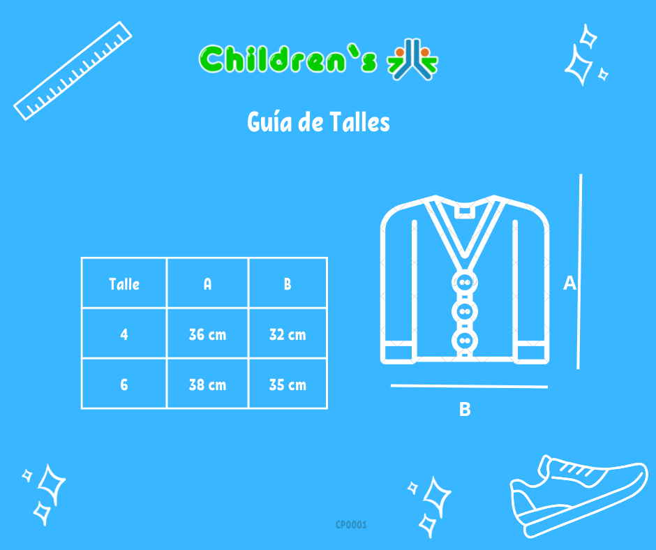 Guia de talles Saquito de lana cruzado danza