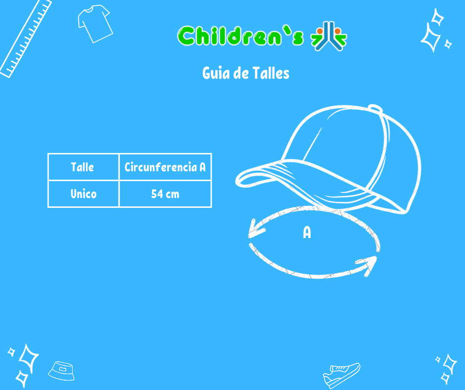 Guia de talles Gorro Cap Barney en relieve