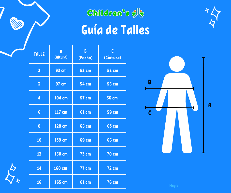 Guia de talles Bombacha Lycra Princesas