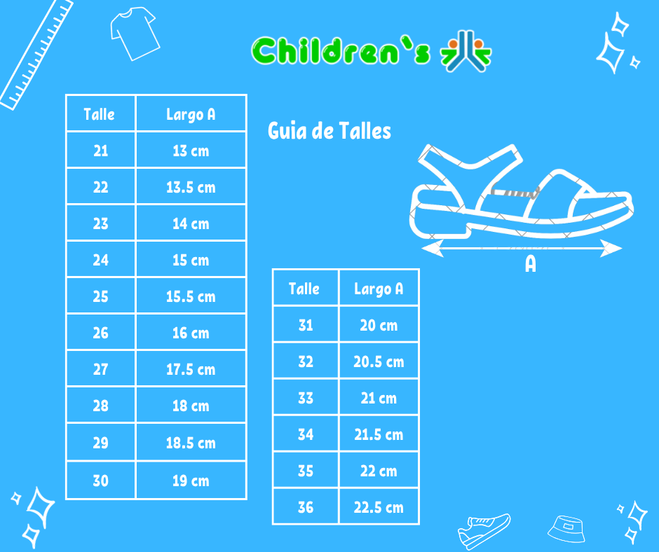Guia de talles Sandalia Tiras Cruzadas