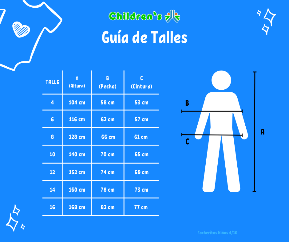 Tabla de talles — Remera  UV Manga 3/4 Estampada