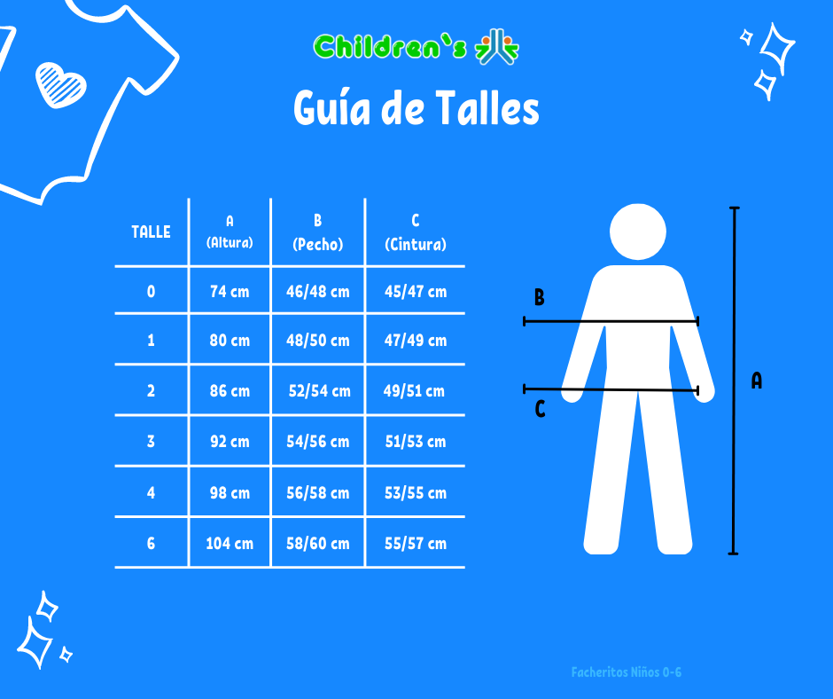 Tabla de talles — Remera UV  Manga 3/4 Estampada