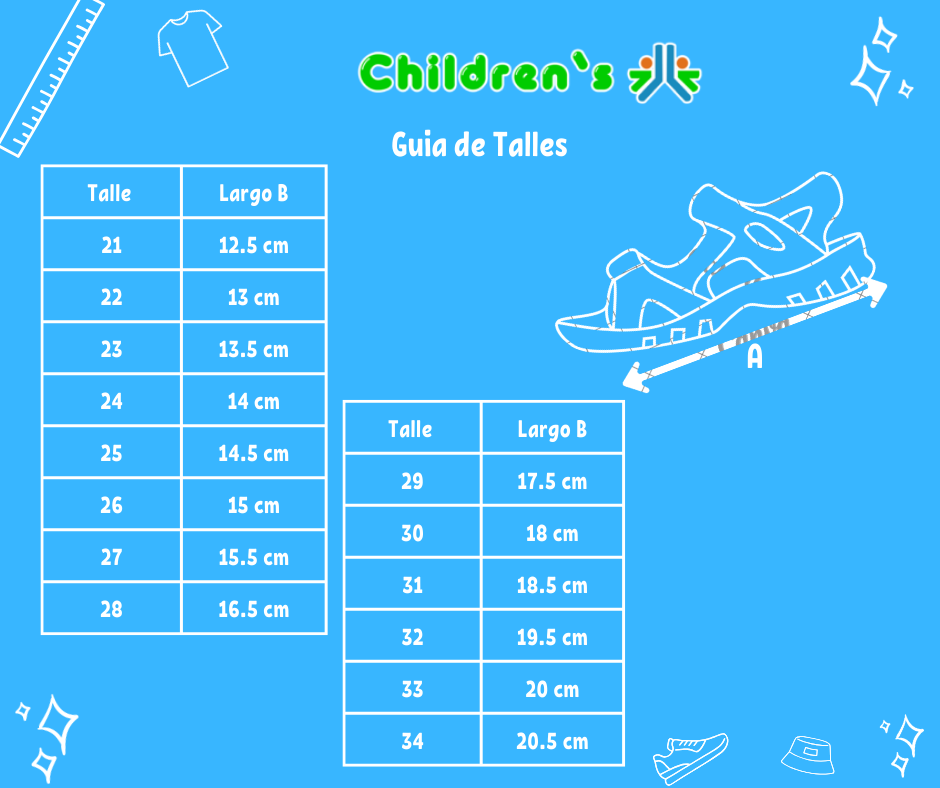 Guia de talles Zapatilla Medio Basquet Multicolor