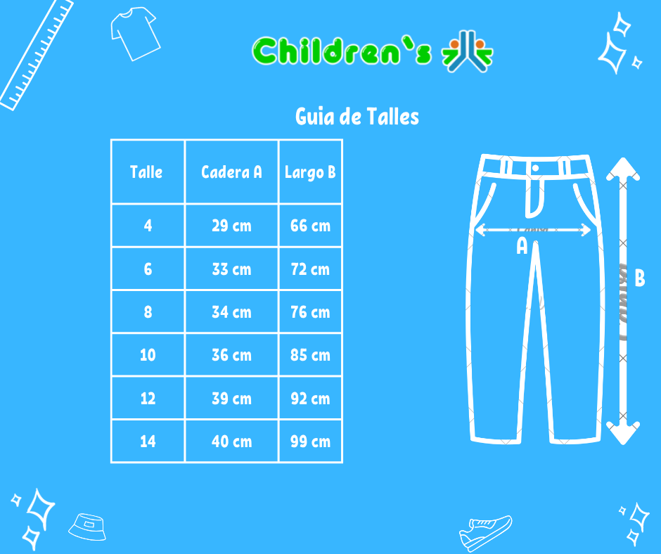 Guia de talles Pantalon Jeans Clasico