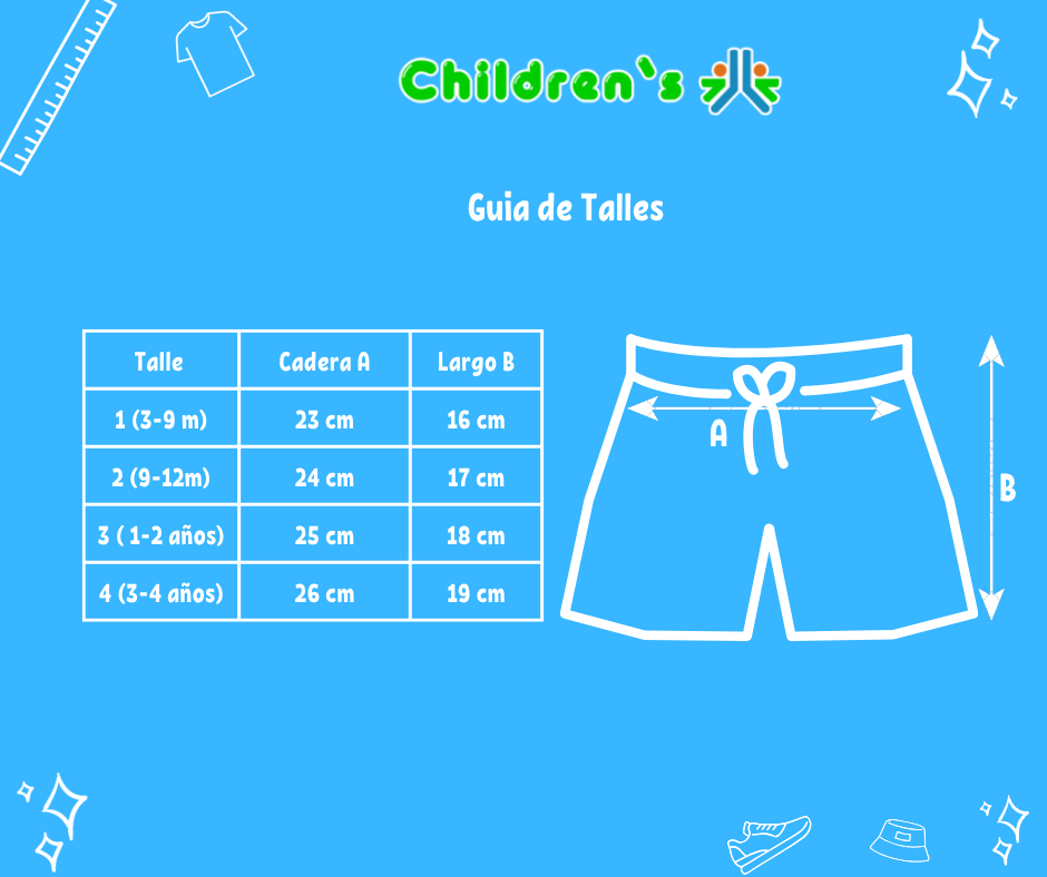 Guia de talles Short De Baño Bebe Lycra Con Estampa