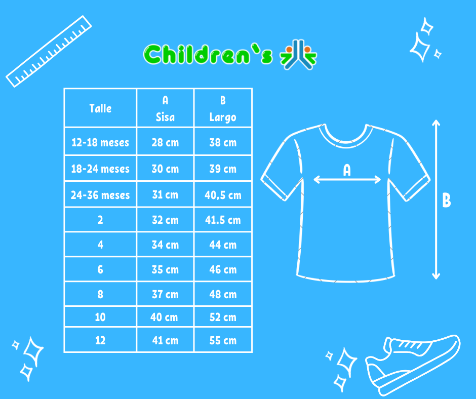 Guia de talles Remeras Blanca Algodon Manga Corta