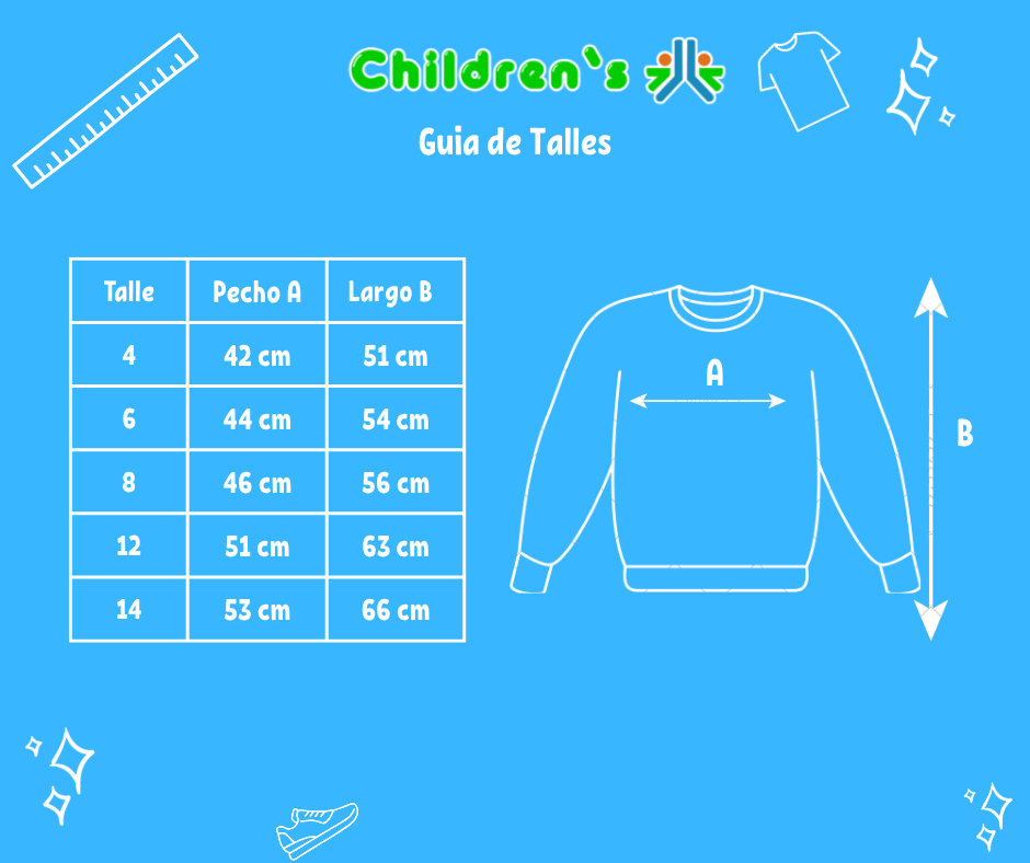 Guia de talles Buzo Algodon Con Friza