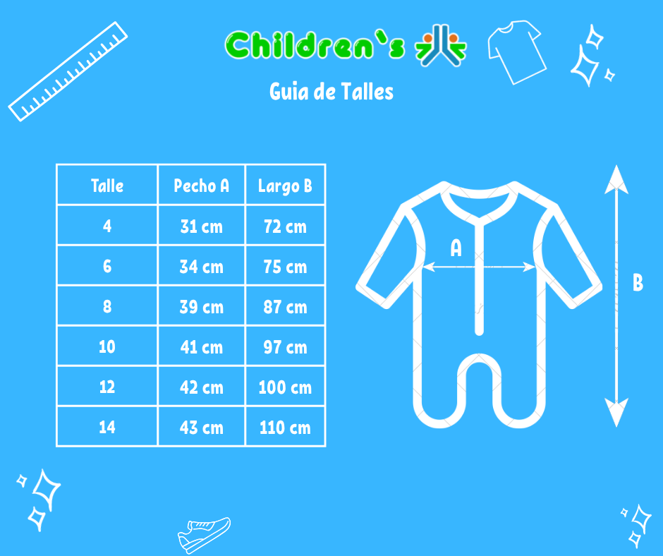 Guia de talles Pijama Enterito Kigurumi Piel Stitch Sin Pie