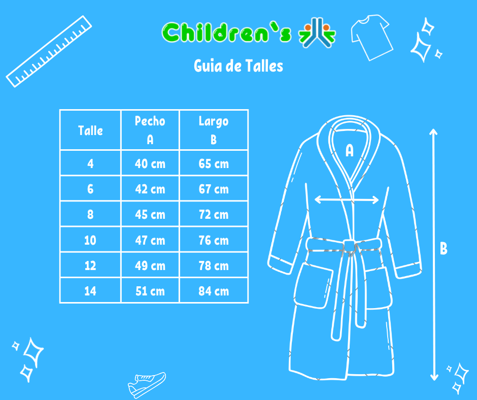 Guia de talles Bata de piel con Capucha Bordada.