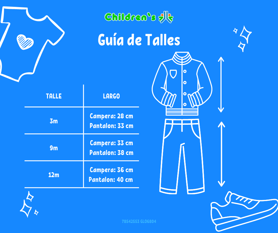 Guia de talles Conjunto Wata Microfibra Bordado en la espalda