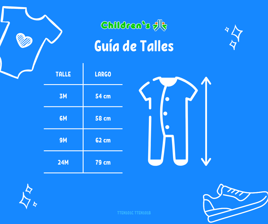 Guia de talles Enterito Termico Con Cierre "SIN BOTITA"