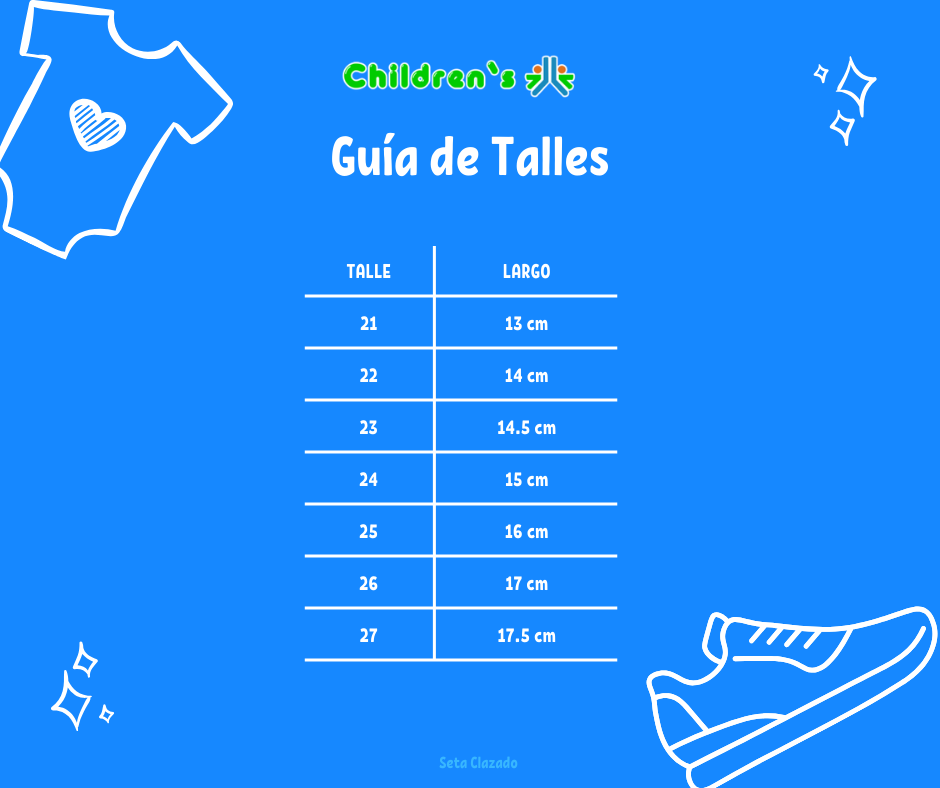 Tabla de talles — Zapatilla Deportiva Ecologica Con Velcro
