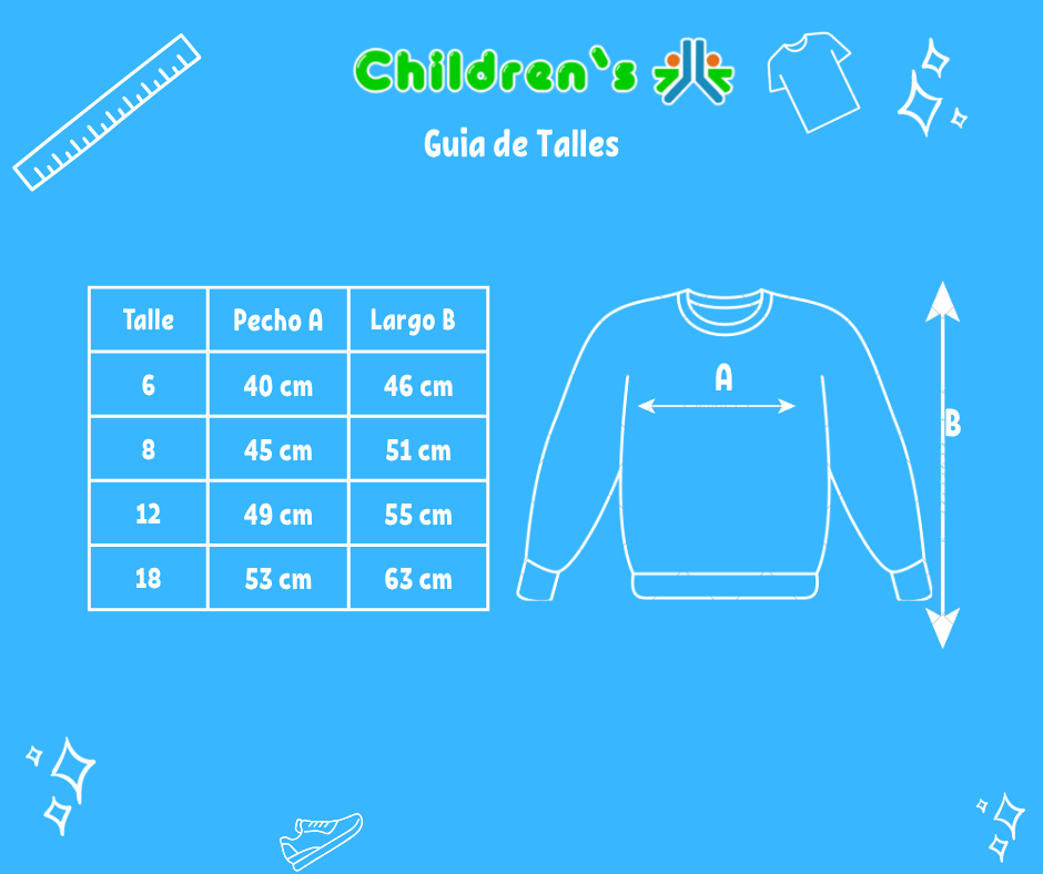 Guia de talles Buzo de Algodon Chomba de Plush