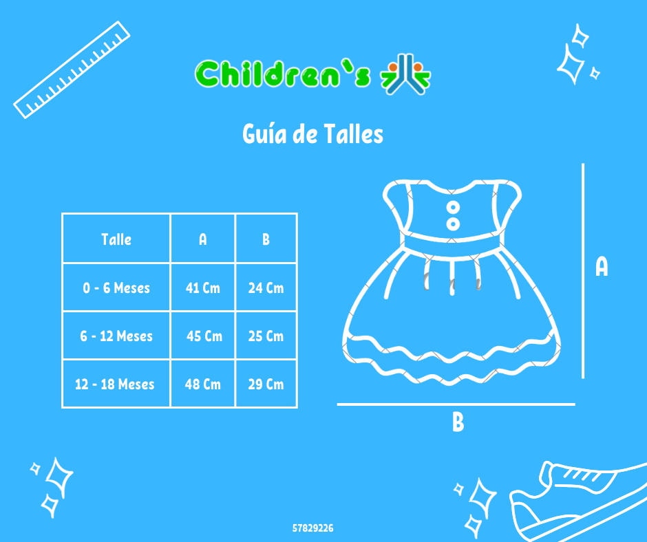 Guia de talles Vestido broderie con cuello Roujolie