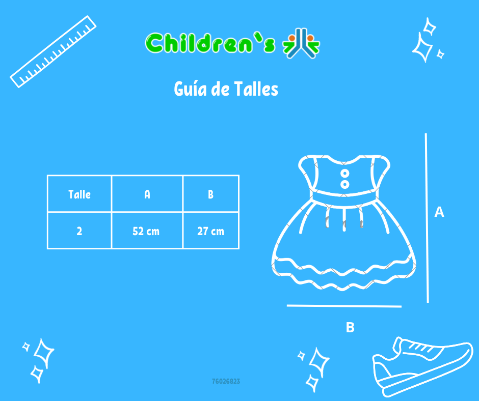 Guia de talles Vestido bautismo de gasa con alforza flores y cintra con flores Manga corta