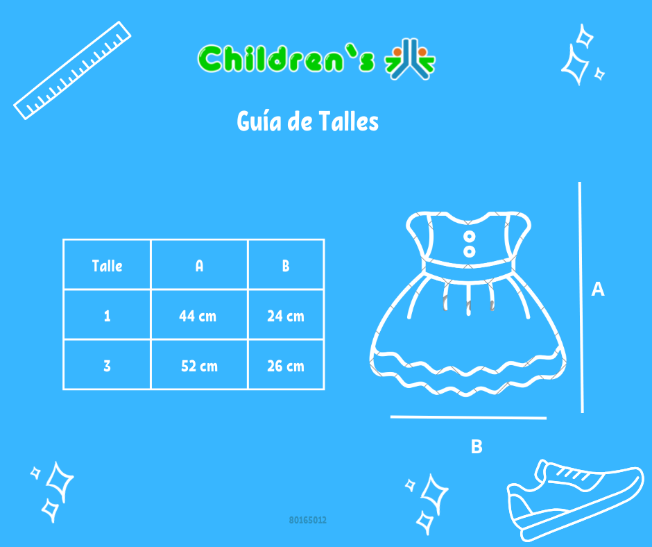 Guia de talles Vestido de Bautismo seda labrada con alforzas manga corta