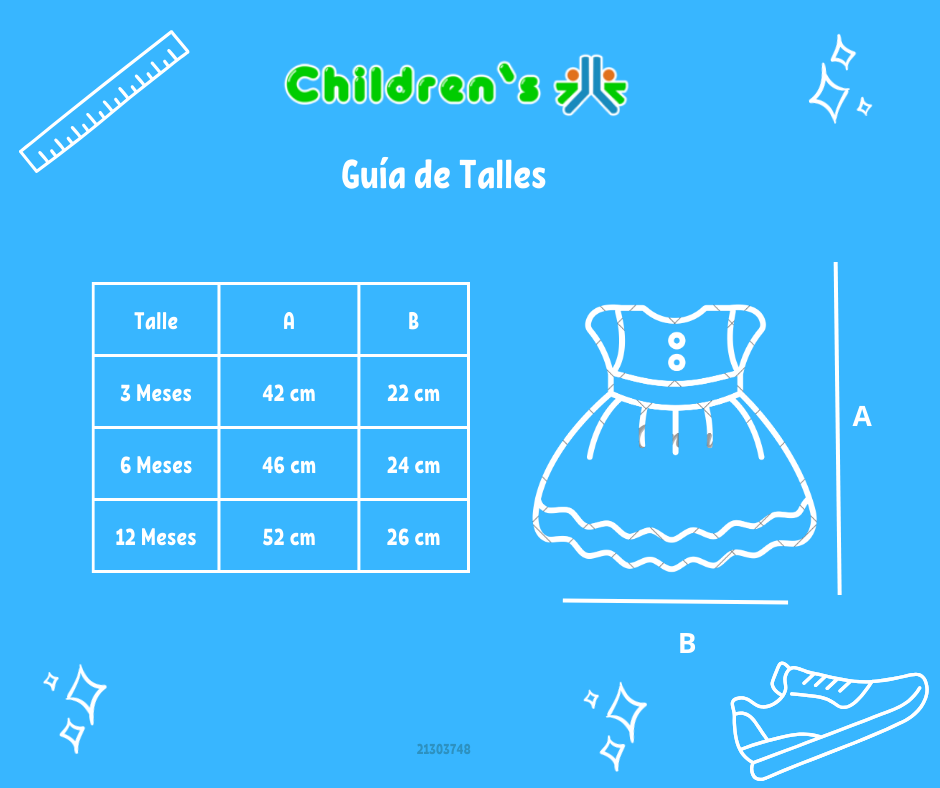 Guia de talles Vestido Broderie con cinta de razo flor