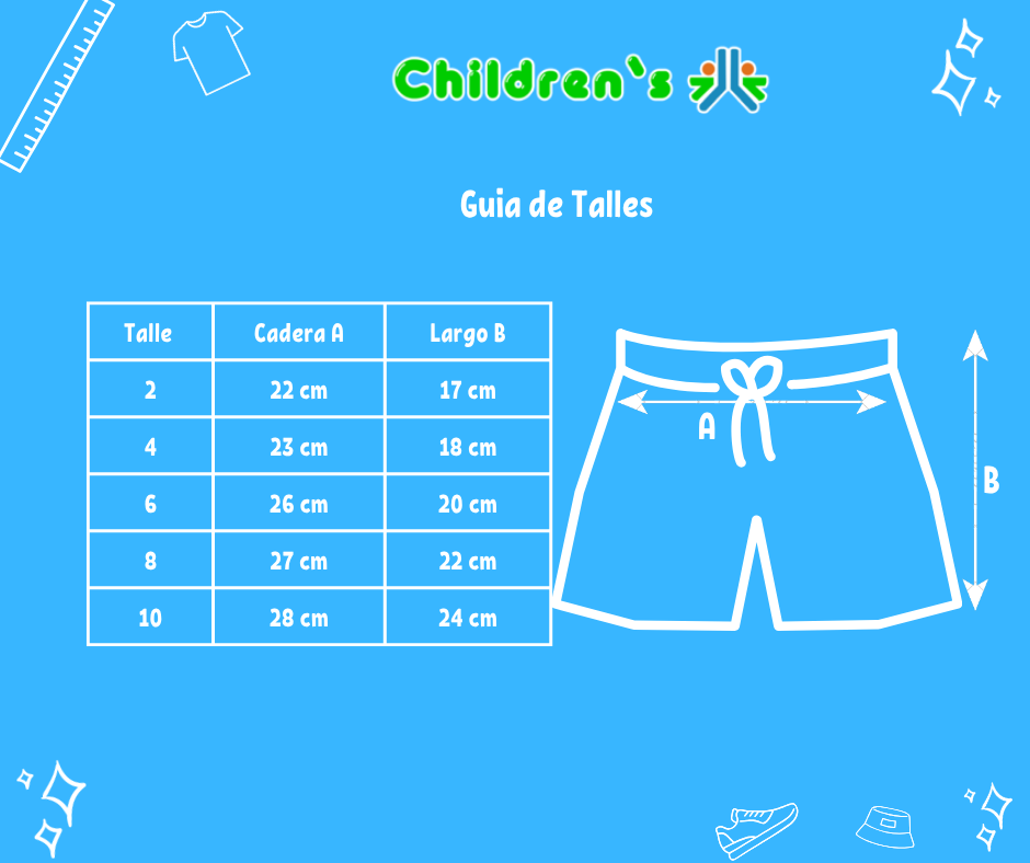 Guia de talles Short Baño Lycra Spiderman