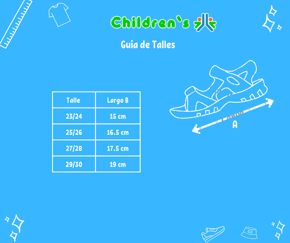 Guia de talles Sandalia Doble Velcro Unicornio