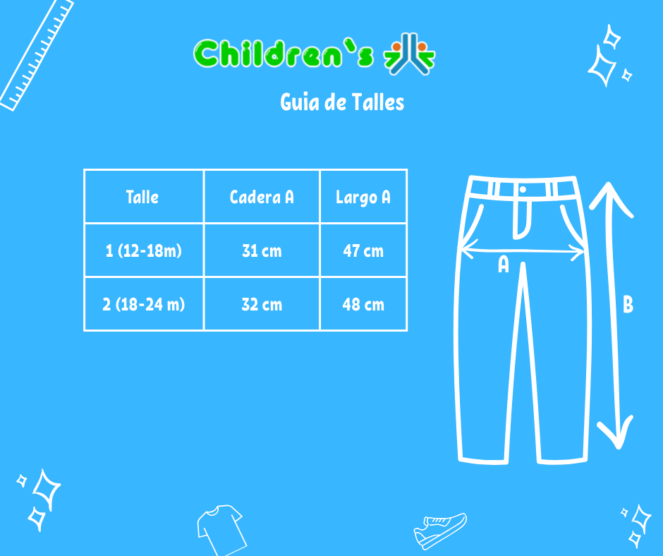 Guia de talles Pantalon Gabardina con pinza y cintura elastizada