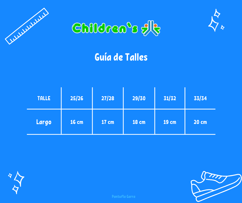 Guia de talles Pantuflas de garra Multicolor