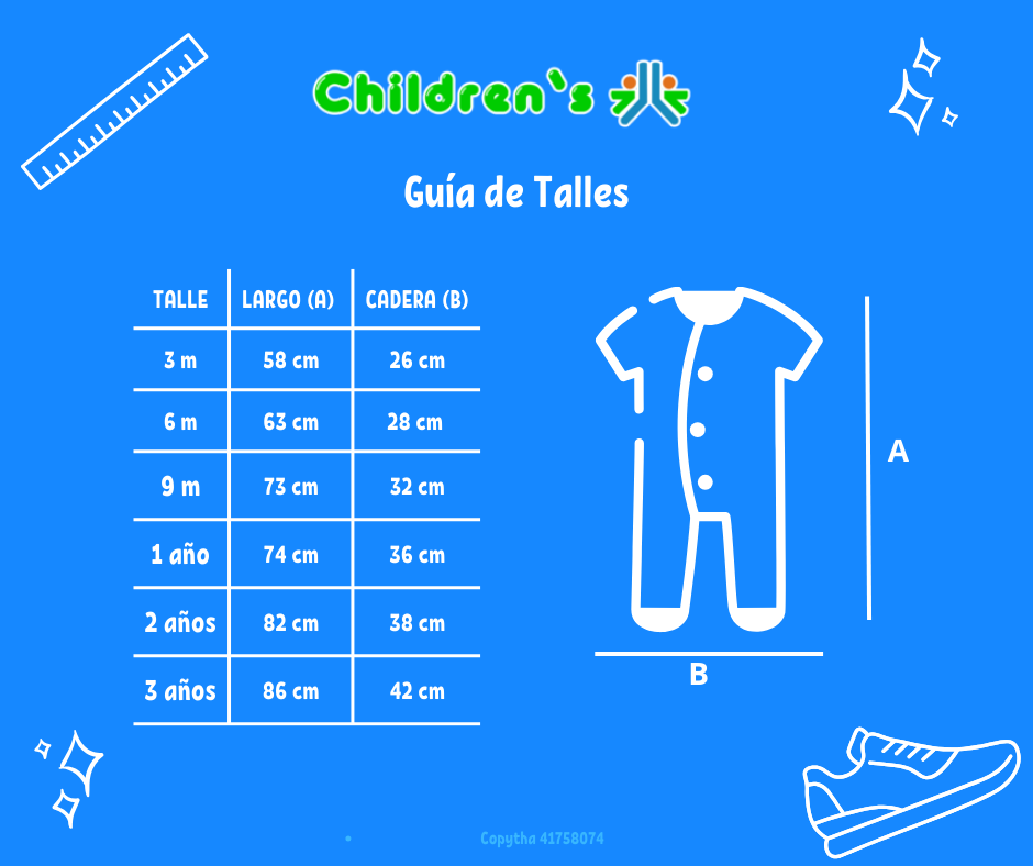 Guia de talles Enterito Polar Sin Pie Con Aplicacion Bordado en pecho