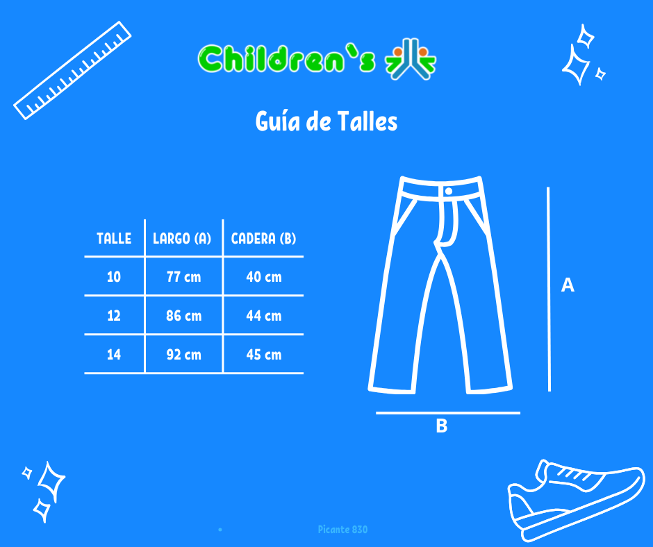 Tabla de talles — Pantalon de Corderoy con Bolsillo Cargo
