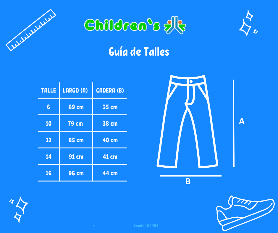 Guia de talles Pantalon de Corderoy pana elastizado
