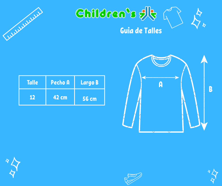 Guia de talles Buzo Friza con Capucha Estampado  Metalico