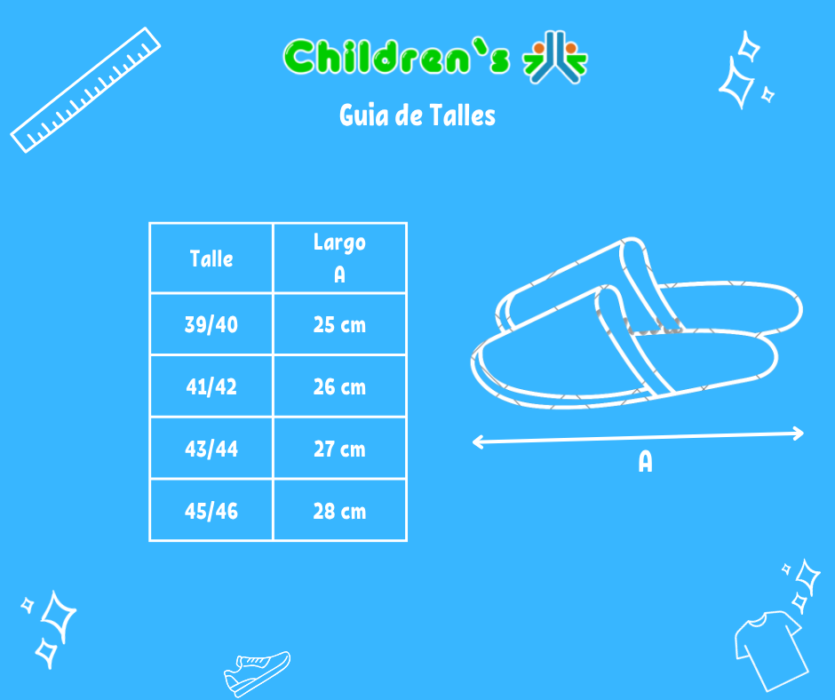 Guia de talles Pantufla Chinela Paño Gamuzado Con Corderito