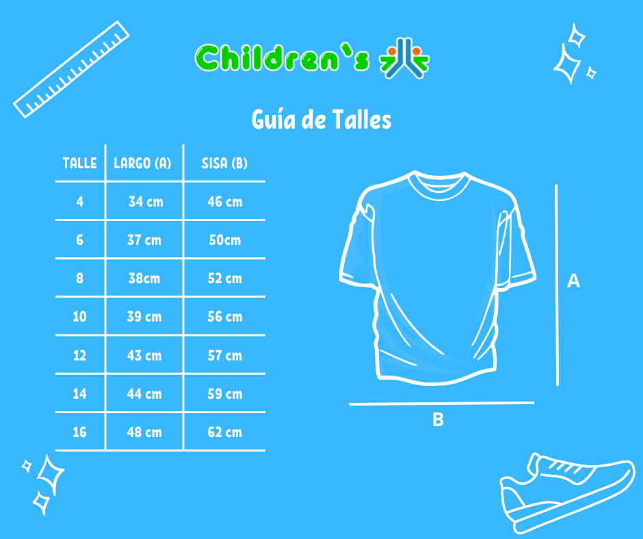 Guia de talles Remera( Camiseta) Futbol Argentina Messi