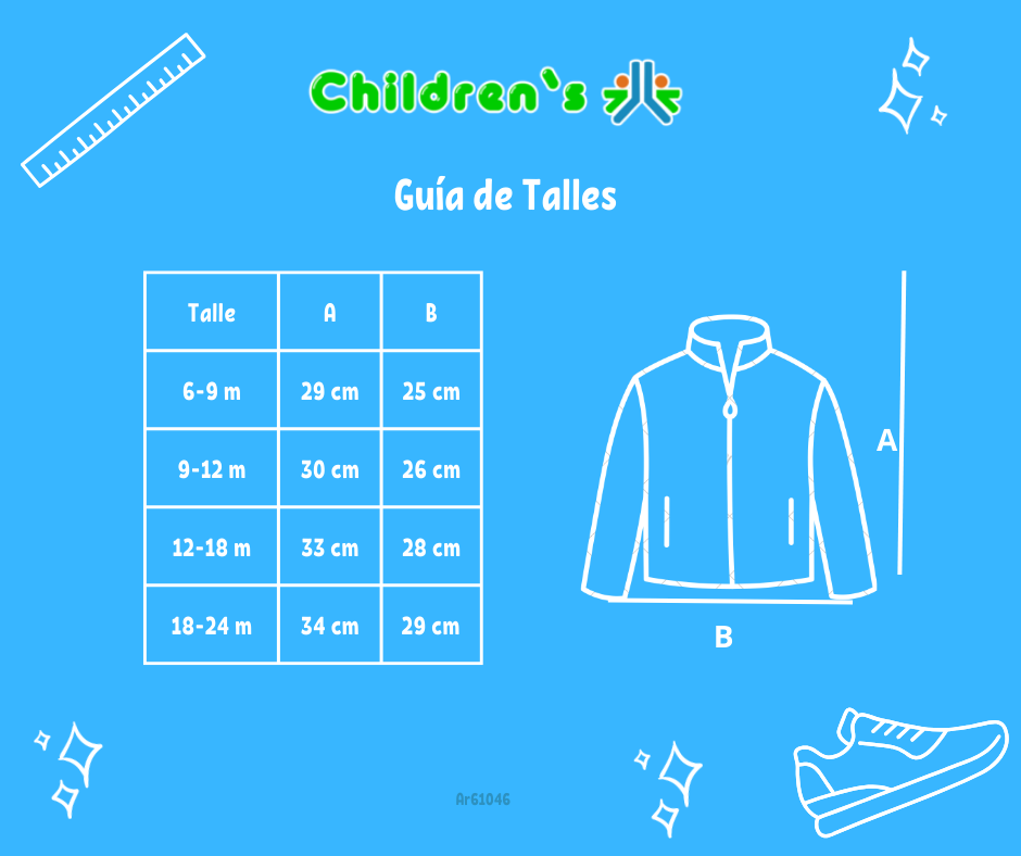 Guia de talles Campera Tejida con Cierre Rayado