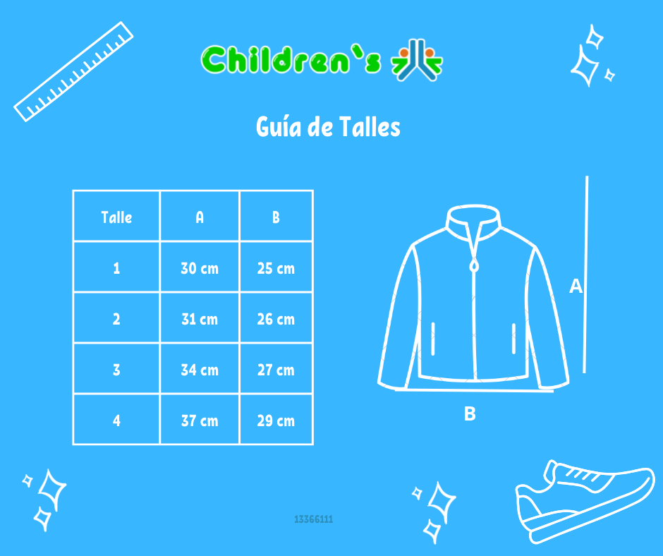 Guia de talles Campera Tejida con Cierre Rayada