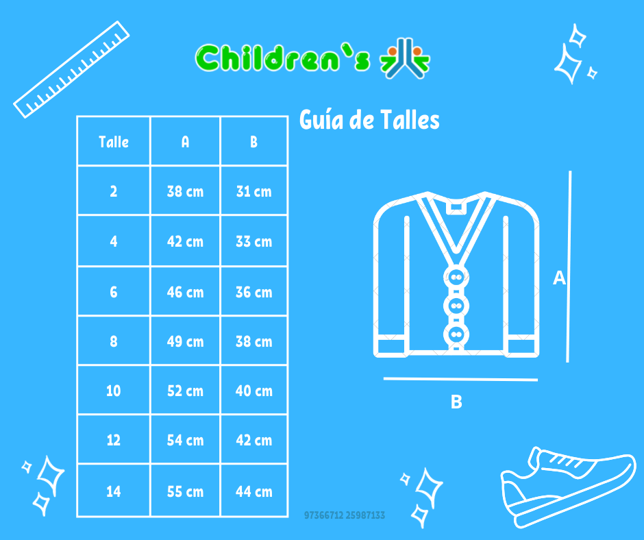 Guia de talles Saco Tejido Cashmilon Calado y Bordado Terminacion al Crochet