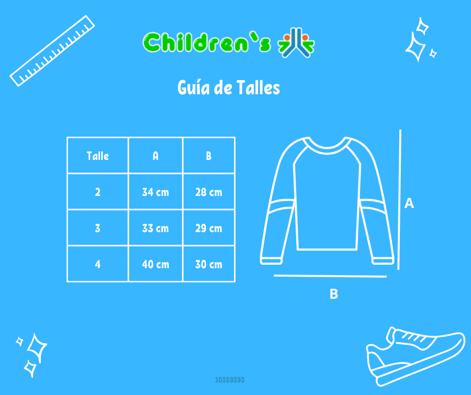Guia de talles Remera Manga Larga Estampado con Rayas