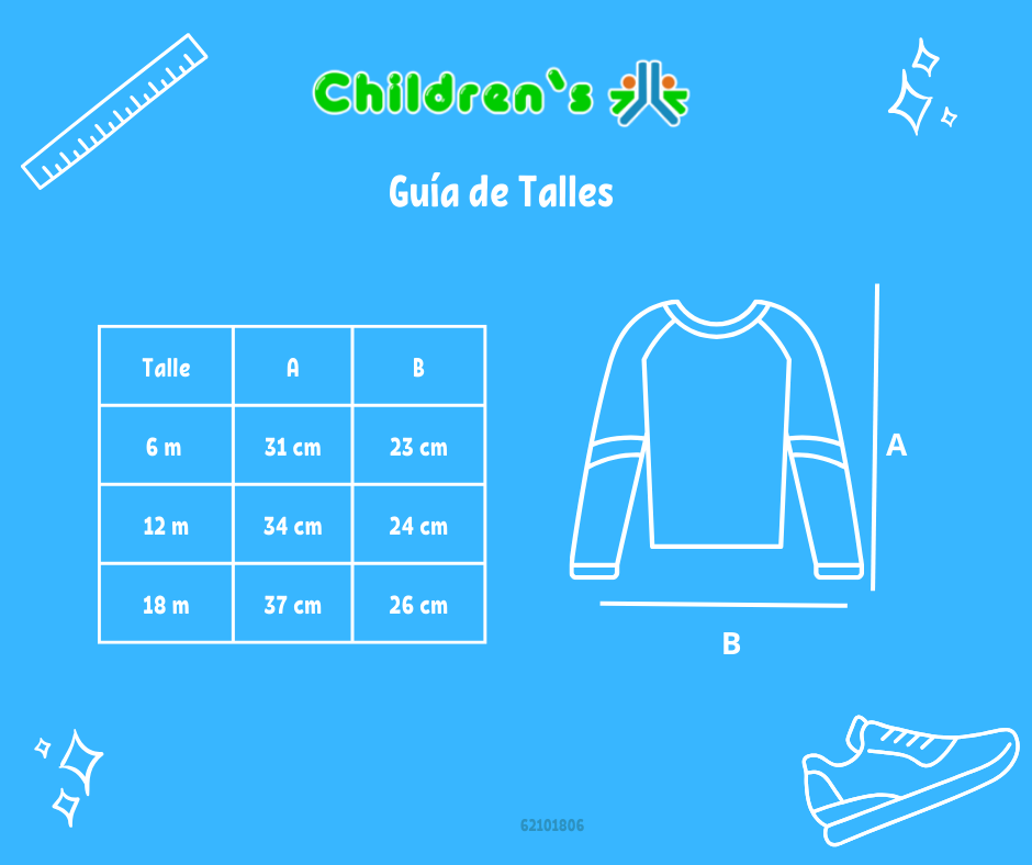 Guia de talles Remera Manga Larga a luneres Algodon Modal