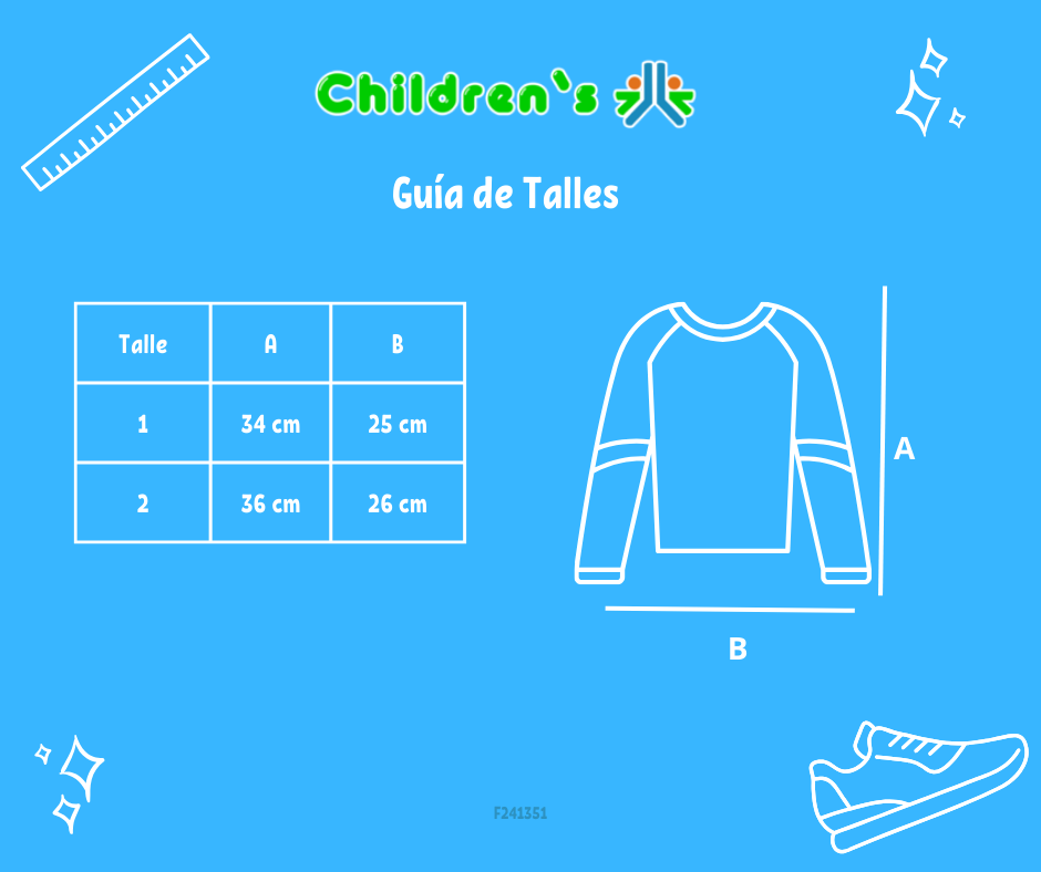 Guia de talles Remera Manga Larga Rayada con flor bordada