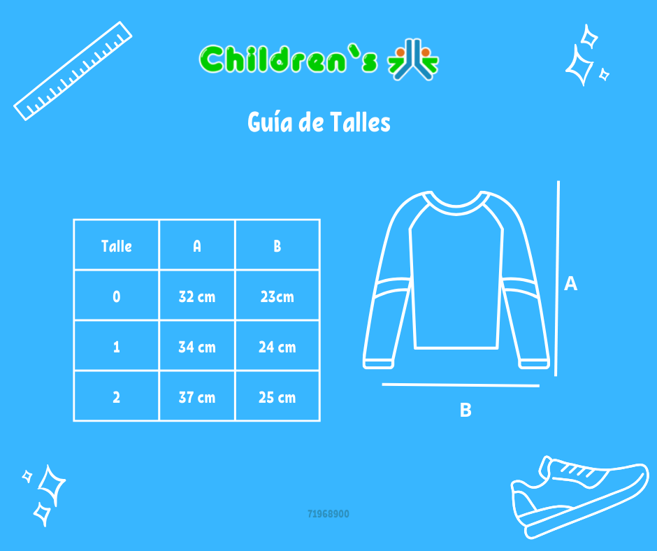 Guia de talles Remera Manga Larga con brillo