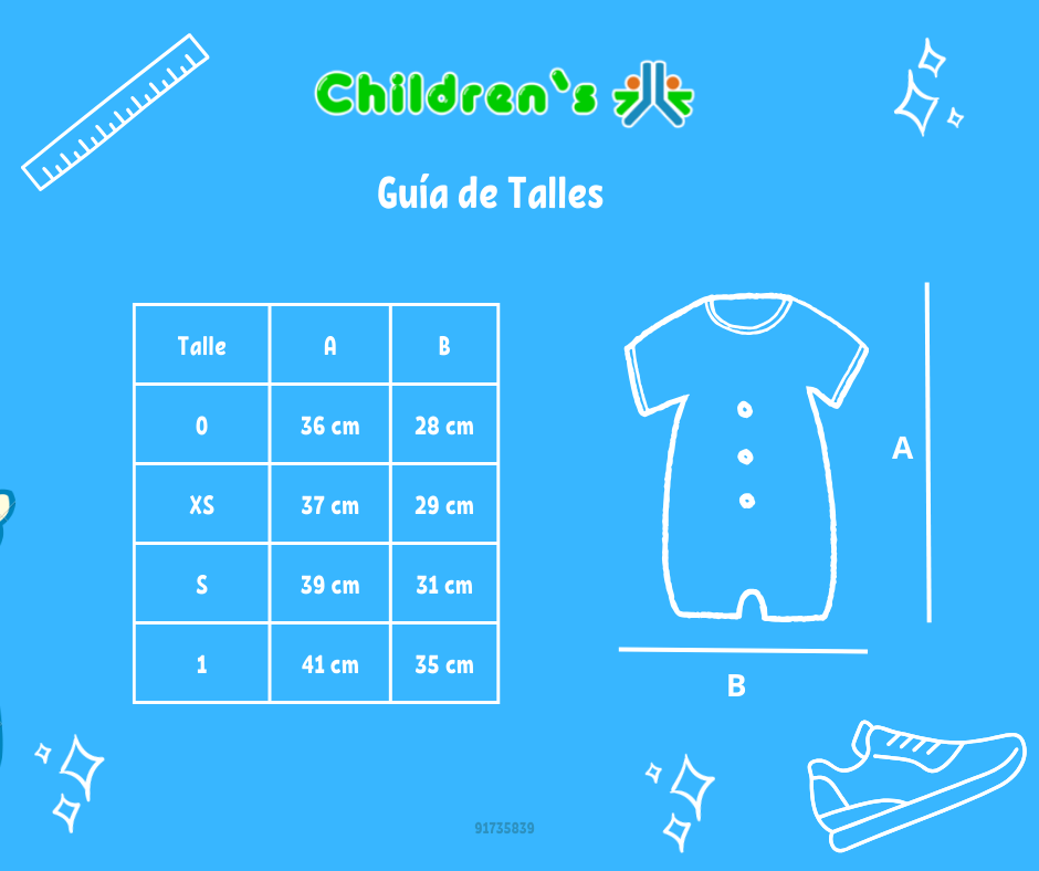 Guia de talles Enterito Babucha Cuello Pique Bardado