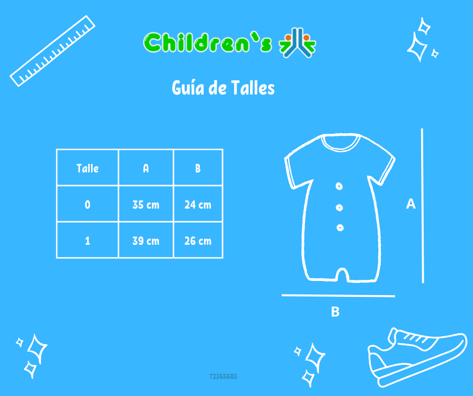 Guia de talles Enteritos Babucha Batista labrada con bordado y calado en cuello