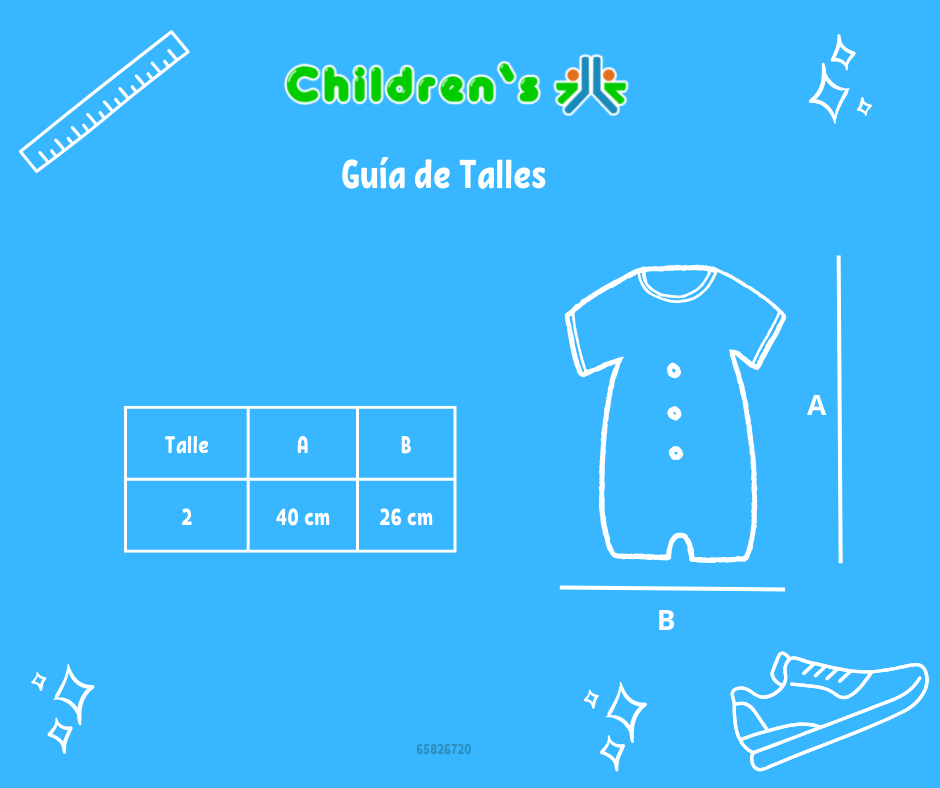 Guia de talles Enteritos Babucha Batista con punto smock bordado