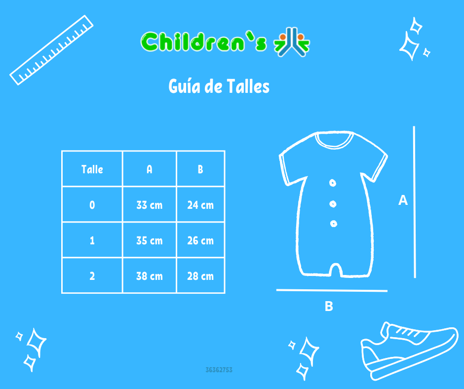 Guia de talles Enteritos Babucha Batista con puntilla