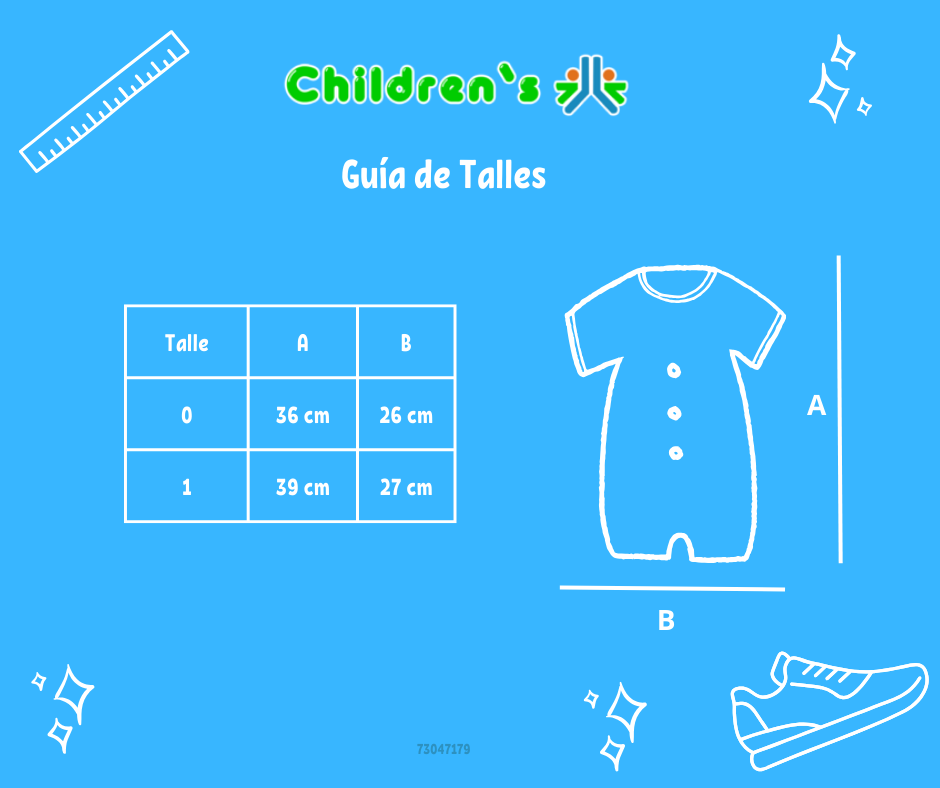 Guia de talles Enteritos Babucha Batista con cuello bordado