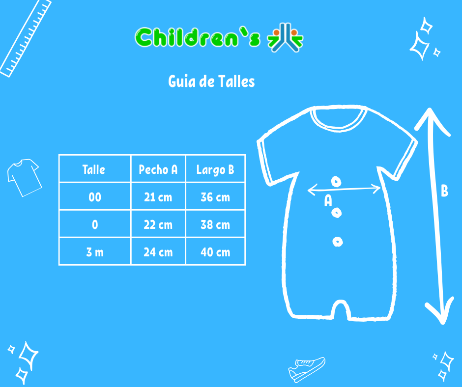 Guia de talles Enteritos Babucha Pique con cuello bordado