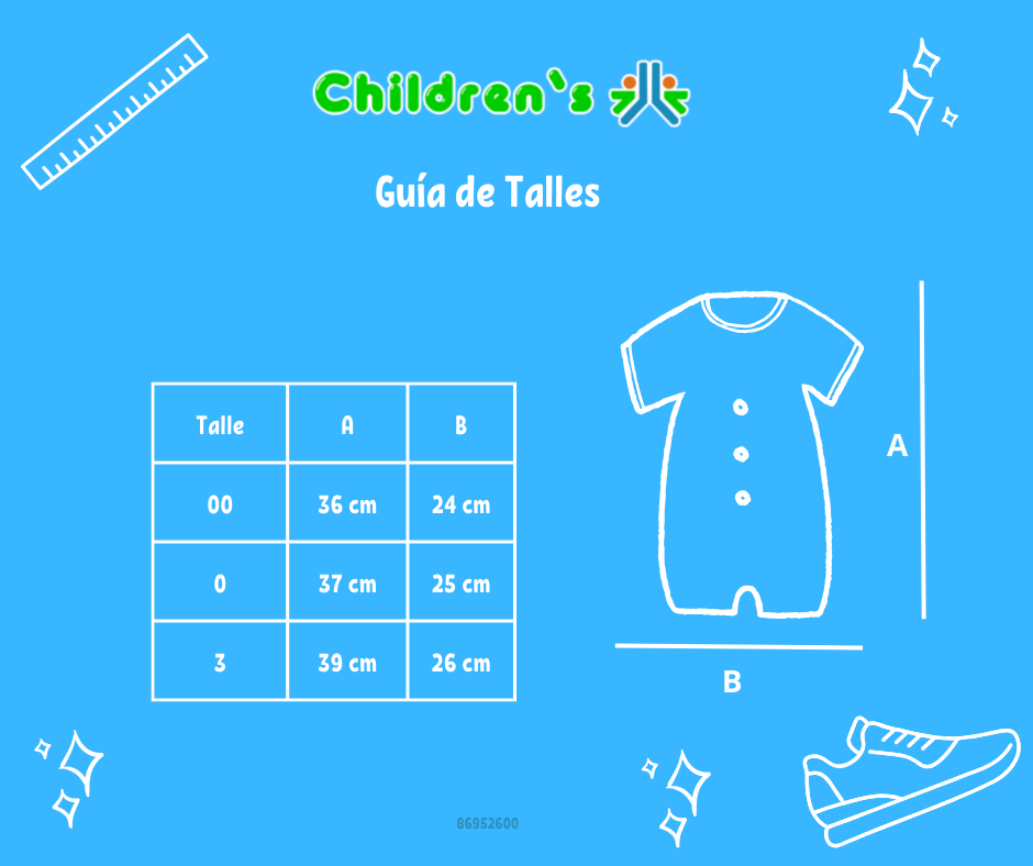 Guia de talles Enteritos Babucha Pique con cuello bordado