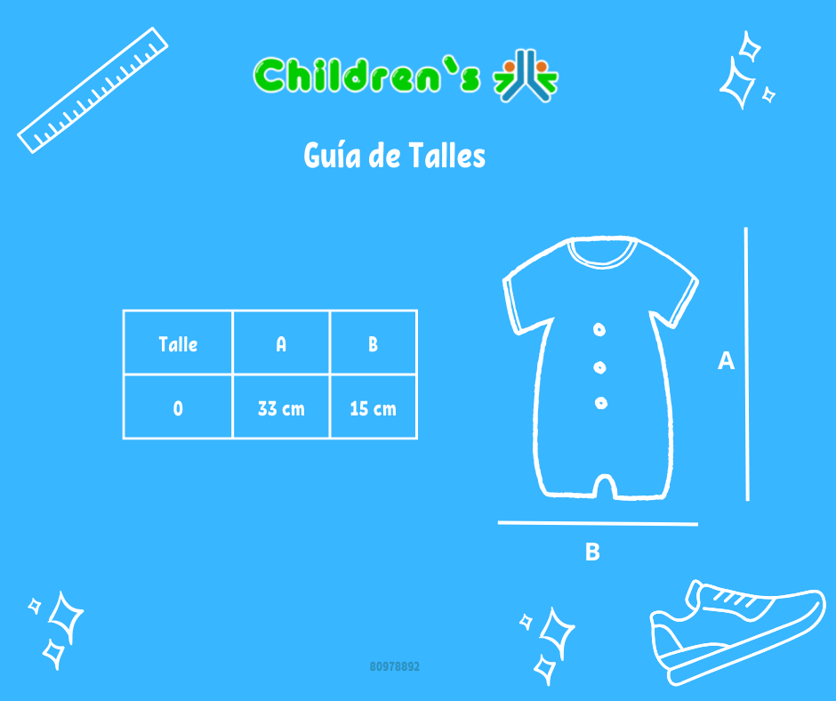 Guia de talles Enteritos Babucha Pique bordado sin manga