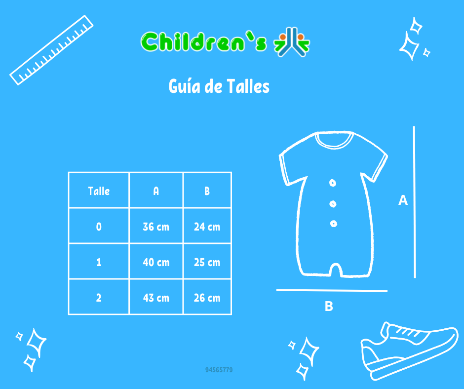 Guia de talles Enteritos Babucha  pique si manga bordado