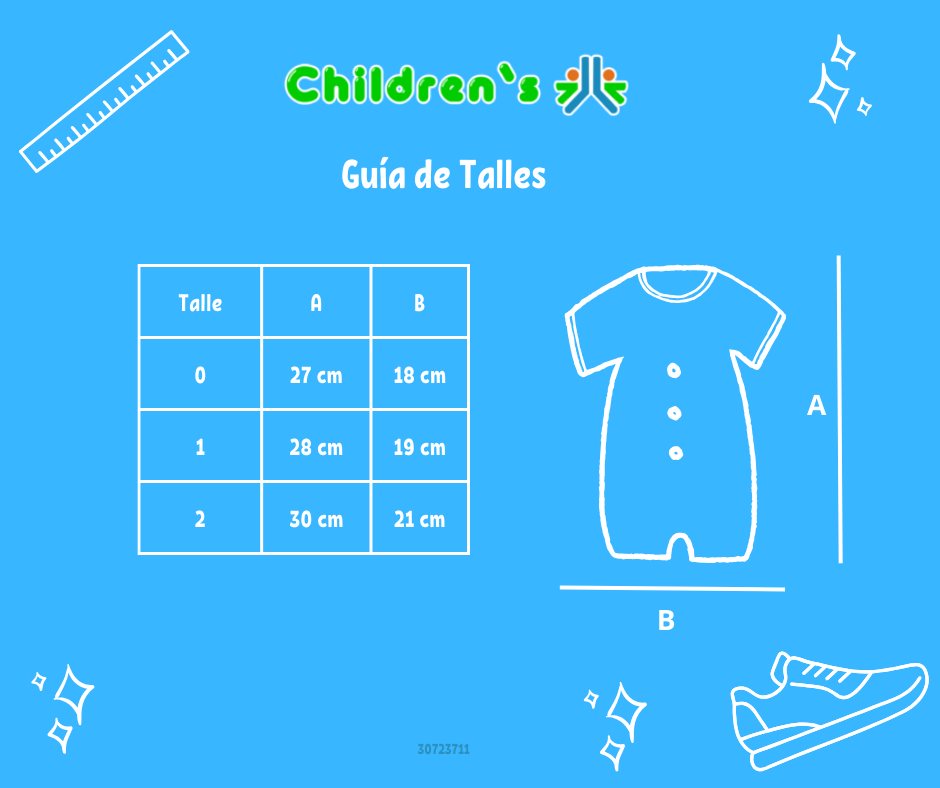 Guia de talles Enteritos Babucha Algodon Labrado